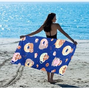 Oversized Sloth Donut Beach Towel for Women Girls Kids, Super Soft Microfiber